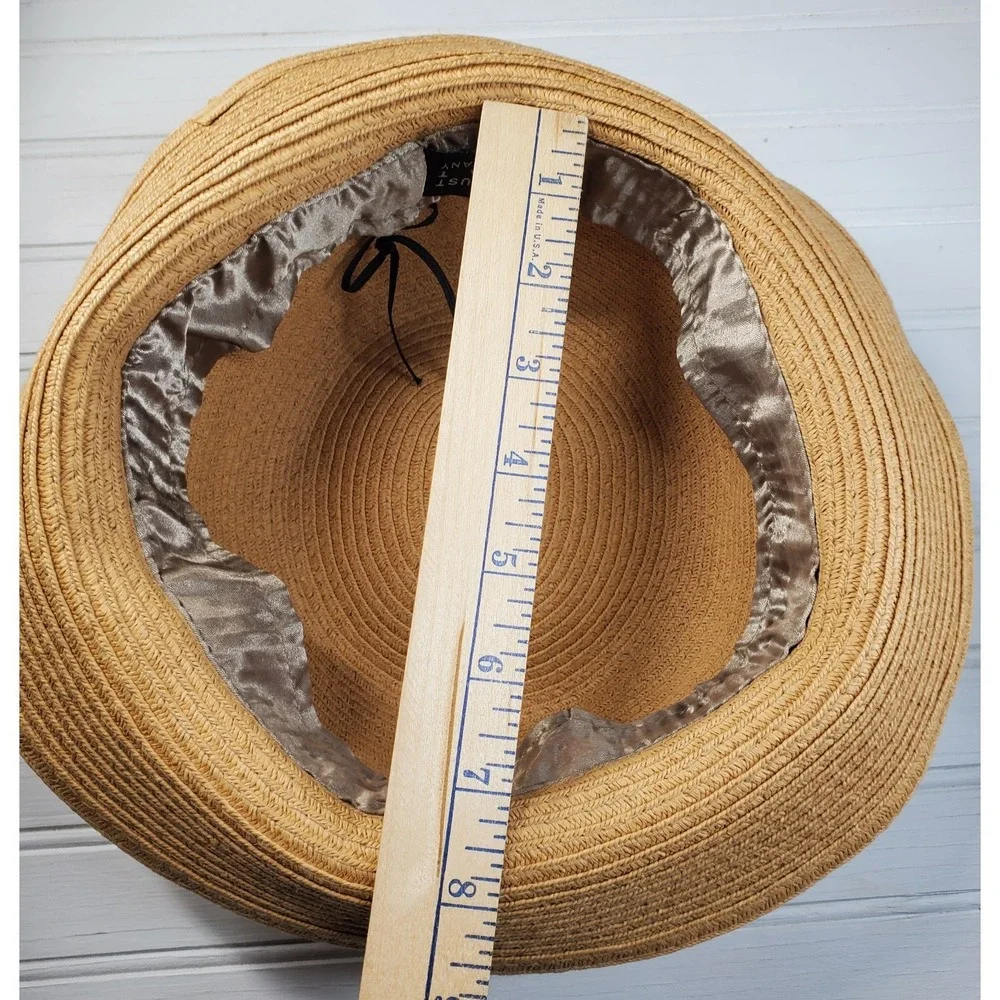 August Woven Paper Straw‎ Bucket Hat  One Size Adjustable Natural Beach Vacation